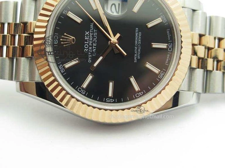 DateJust II 41mm SS RG BP Maker Best Edition Black Sticks Dial On New Version Jubilee Bracelet A Refined 3610