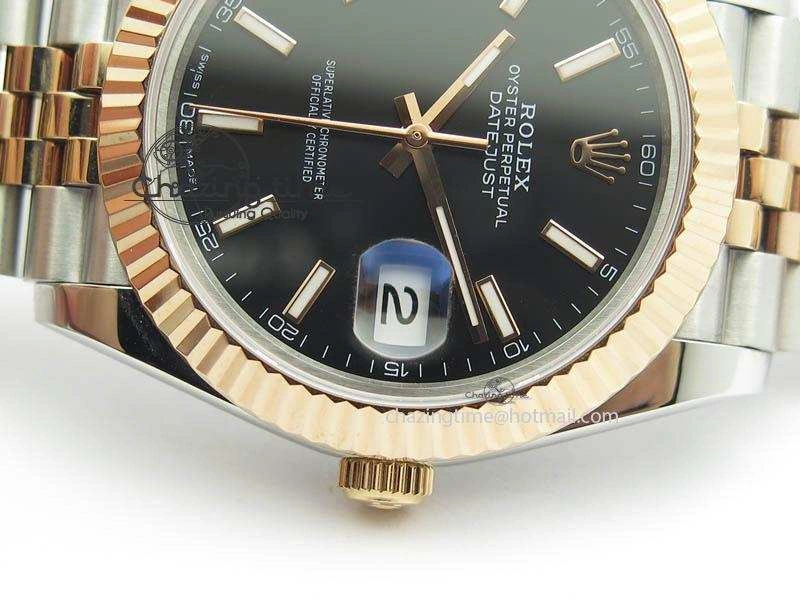 DateJust II 41mm SS RG BP Maker Best Edition Black Sticks Dial On New Version Jubilee Bracelet A Refined 3610