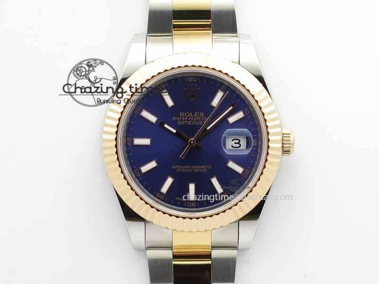 Timeless DateJust II 41mm SS RG BP Maker Best Edition Blue Sticks Dial On SS RG Bracelet SA 3715