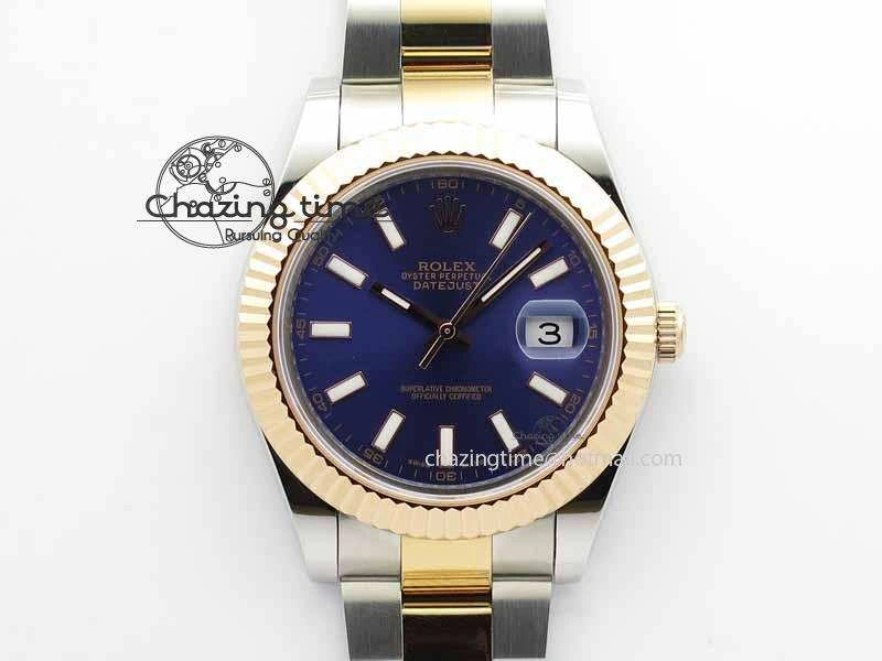 Timeless DateJust II 41mm SS RG BP Maker Best Edition Blue Sticks Dial On SS RG Bracelet SA 3715