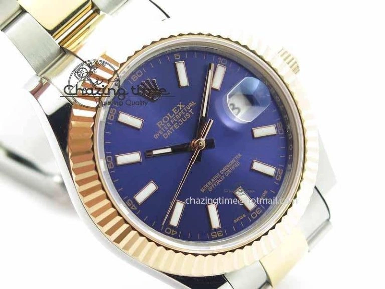Timeless DateJust II 41mm SS RG BP Maker Best Edition Blue Sticks Dial On SS RG Bracelet SA 3715
