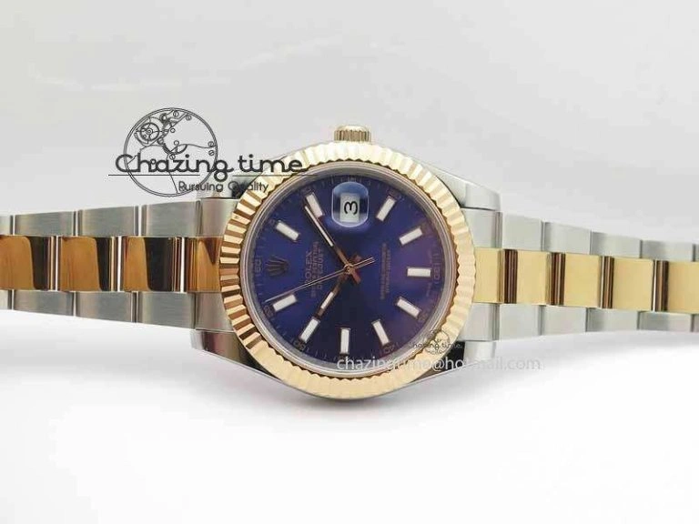 Timeless DateJust II 41mm SS RG BP Maker Best Edition Blue Sticks Dial On SS RG Bracelet SA 3715