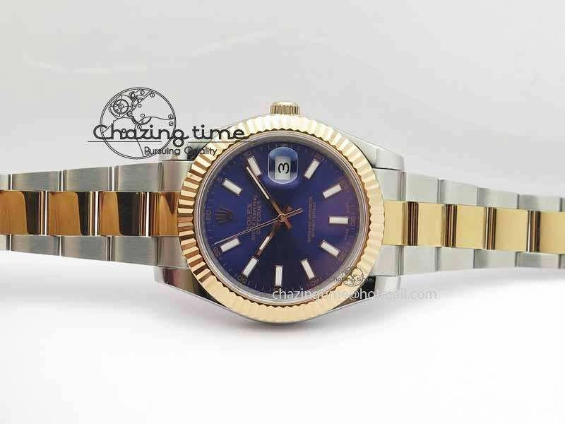 Timeless DateJust II 41mm SS RG BP Maker Best Edition Blue Sticks Dial On SS RG Bracelet SA 3715