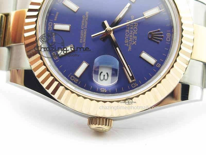 Timeless DateJust II 41mm SS RG BP Maker Best Edition Blue Sticks Dial On SS RG Bracelet SA 3715