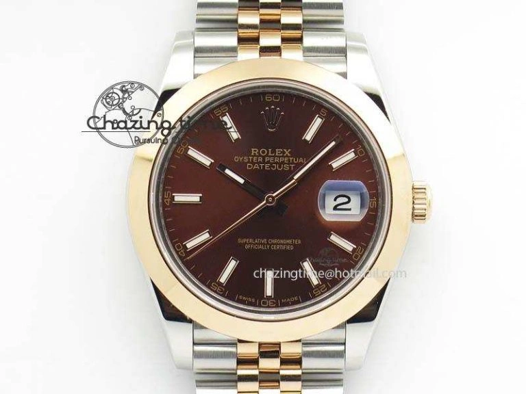 SunProtective DateJust II 41mm SS RG BP Maker Best Edition Brown Sticks Dial On New Version Jubilee Bracelet A 3615