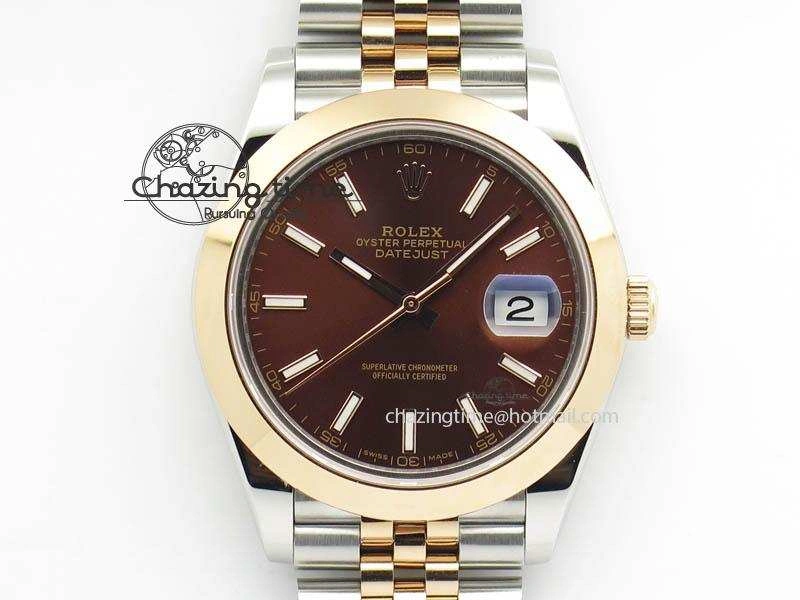 SunProtective DateJust II 41mm SS RG BP Maker Best Edition Brown Sticks Dial On New Version Jubilee Bracelet A 3615