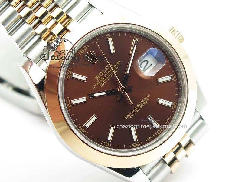 SunProtective DateJust II 41mm SS RG BP Maker Best Edition Brown Sticks Dial On New Version Jubilee Bracelet A 3615