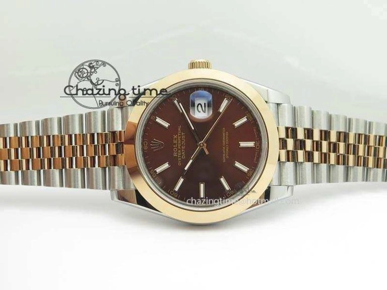SunProtective DateJust II 41mm SS RG BP Maker Best Edition Brown Sticks Dial On New Version Jubilee Bracelet A 3615