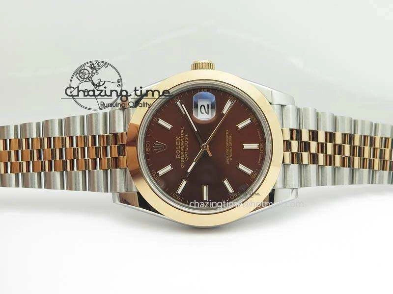 SunProtective DateJust II 41mm SS RG BP Maker Best Edition Brown Sticks Dial On New Version Jubilee Bracelet A 3615