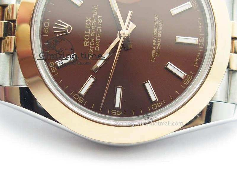SunProtective DateJust II 41mm SS RG BP Maker Best Edition Brown Sticks Dial On New Version Jubilee Bracelet A 3615