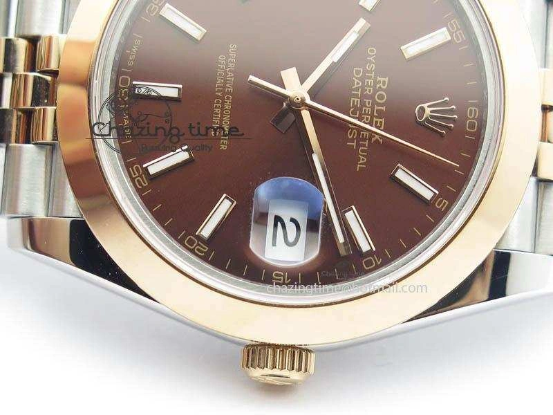 SunProtective DateJust II 41mm SS RG BP Maker Best Edition Brown Sticks Dial On New Version Jubilee Bracelet A 3615