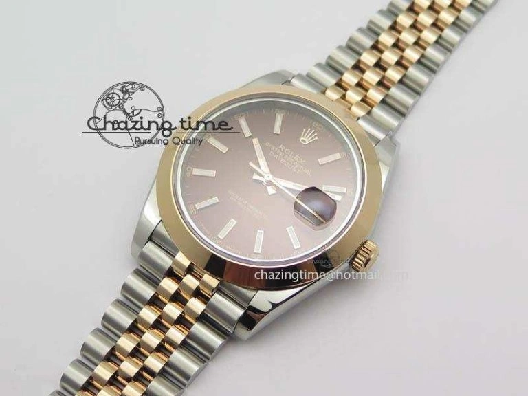 SunProtective DateJust II 41mm SS RG BP Maker Best Edition Brown Sticks Dial On New Version Jubilee Bracelet A 3615