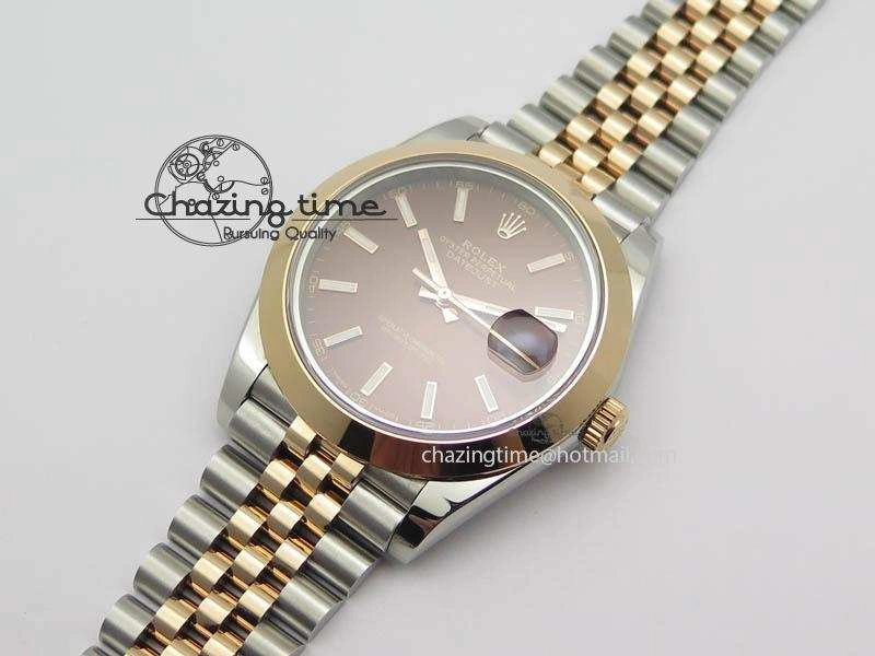 SunProtective DateJust II 41mm SS RG BP Maker Best Edition Brown Sticks Dial On New Version Jubilee Bracelet A 3615