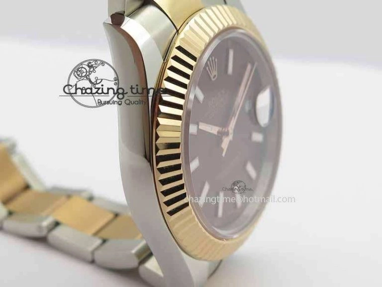 DateJust II 41mm SS RG BP Maker Best Edition Brown Sticks Dial On SS RG Bracelet SA Durable 3720
