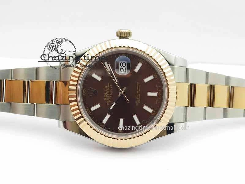 DateJust II 41mm SS RG BP Maker Best Edition Brown Sticks Dial On SS RG Bracelet SA Durable 3720