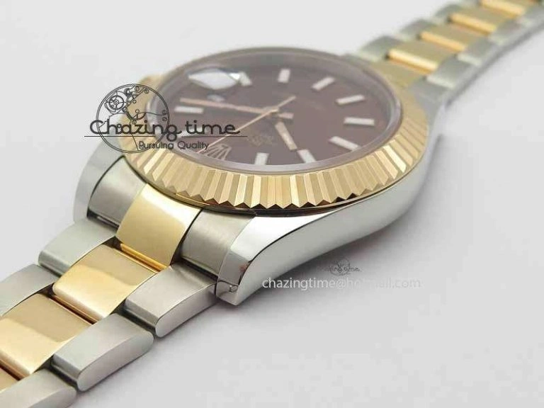 DateJust II 41mm SS RG BP Maker Best Edition Brown Sticks Dial On SS RG Bracelet SA Durable 3720
