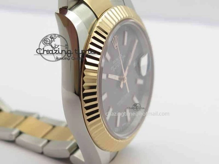 DateJust II 41mm SS RG BP Maker Best Edition Dark Gray Sticks Dial On SS RG Bracelet SA MoistureWicking 3718