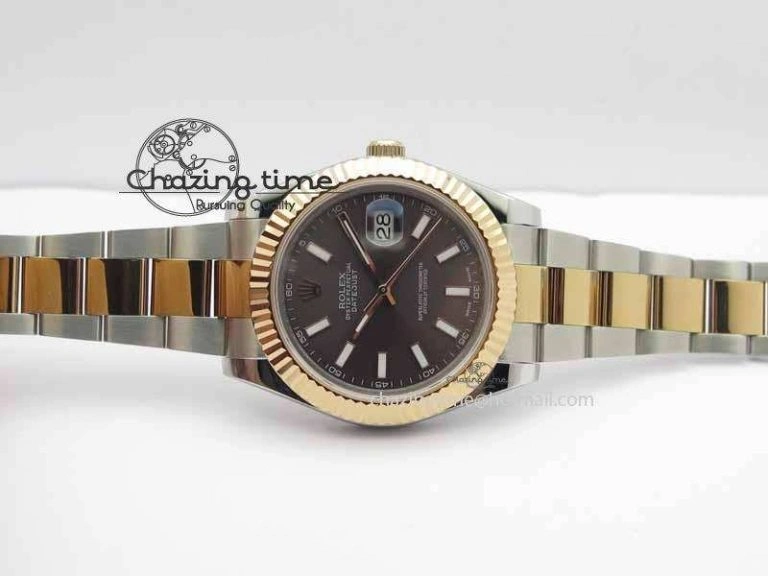 DateJust II 41mm SS RG BP Maker Best Edition Dark Gray Sticks Dial On SS RG Bracelet SA MoistureWicking 3718