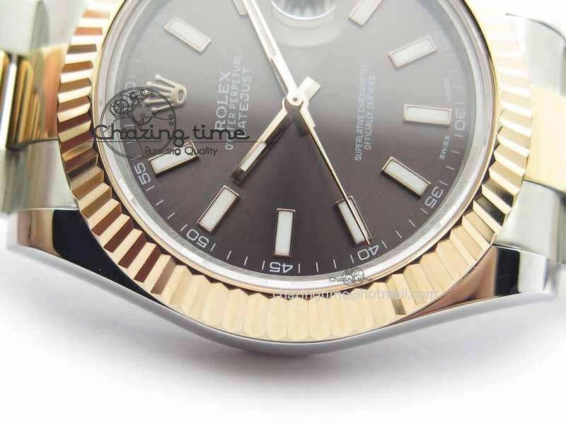 DateJust II 41mm SS RG BP Maker Best Edition Dark Gray Sticks Dial On SS RG Bracelet SA MoistureWicking 3718