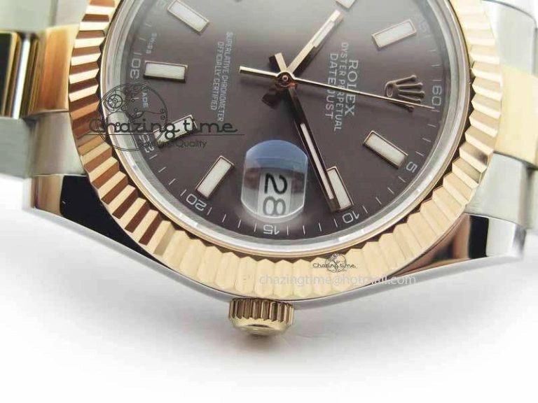 DateJust II 41mm SS RG BP Maker Best Edition Dark Gray Sticks Dial On SS RG Bracelet SA MoistureWicking 3718