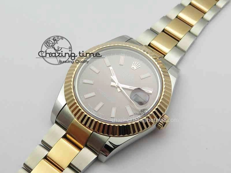 DateJust II 41mm SS RG BP Maker Best Edition Dark Gray Sticks Dial On SS RG Bracelet SA MoistureWicking 3718