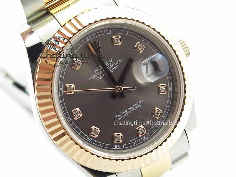 Breathable DateJust II 41mm SS RG BP Maker Best Edition Gray Diam Dial On SS RG Bracelet SA 3713