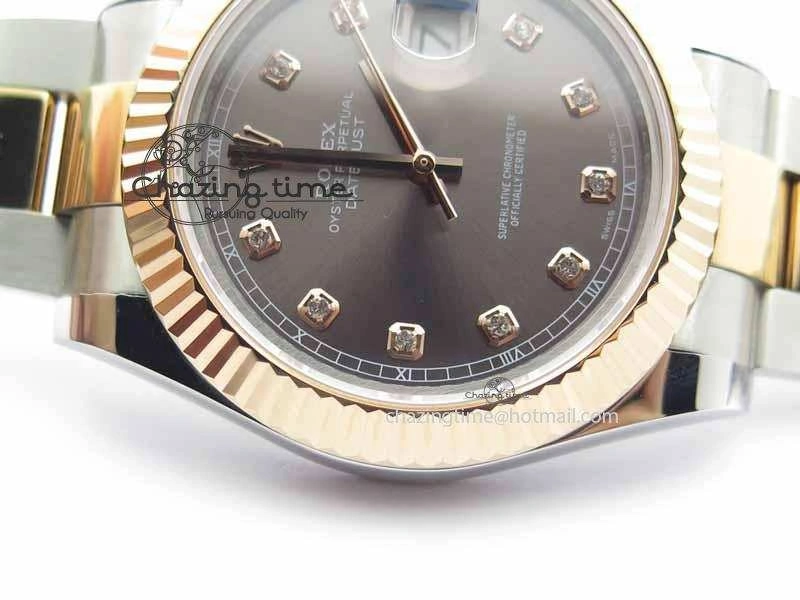 Breathable DateJust II 41mm SS RG BP Maker Best Edition Gray Diam Dial On SS RG Bracelet SA 3713