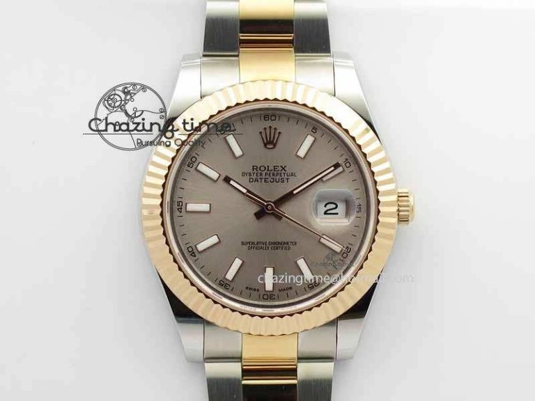 DateJust II 41mm SS RG BP Maker Best Edition Gray Sticks Dial On SS RG Bracelet SA Comfortable 3719