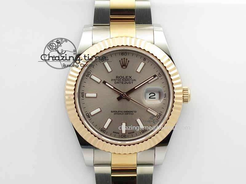 DateJust II 41mm SS RG BP Maker Best Edition Gray Sticks Dial On SS RG Bracelet SA Comfortable 3719