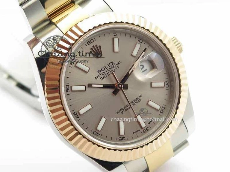 DateJust II 41mm SS RG BP Maker Best Edition Gray Sticks Dial On SS RG Bracelet SA Comfortable 3719