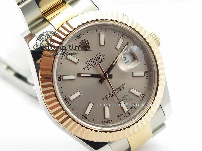 DateJust II 41mm SS RG BP Maker Best Edition Gray Sticks Dial On SS RG Bracelet SA Comfortable 3719