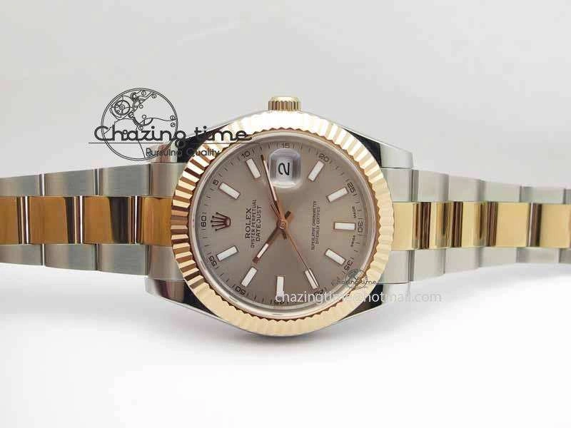 DateJust II 41mm SS RG BP Maker Best Edition Gray Sticks Dial On SS RG Bracelet SA Comfortable 3719