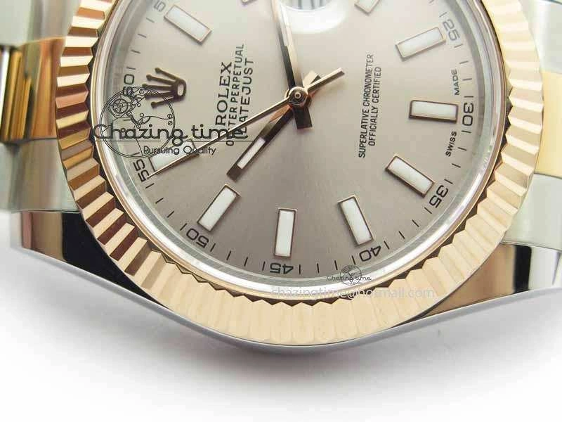 DateJust II 41mm SS RG BP Maker Best Edition Gray Sticks Dial On SS RG Bracelet SA Comfortable 3719