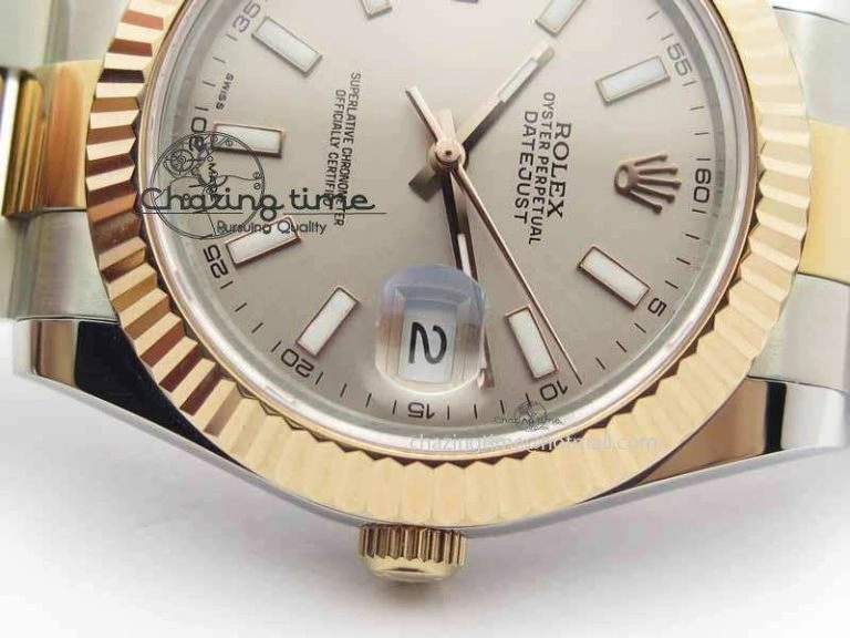 DateJust II 41mm SS RG BP Maker Best Edition Gray Sticks Dial On SS RG Bracelet SA Comfortable 3719