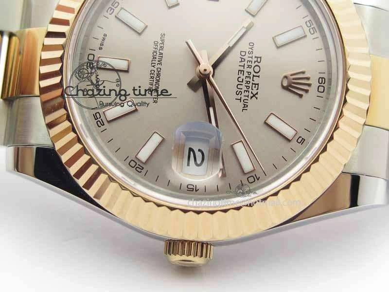 DateJust II 41mm SS RG BP Maker Best Edition Gray Sticks Dial On SS RG Bracelet SA Comfortable 3719