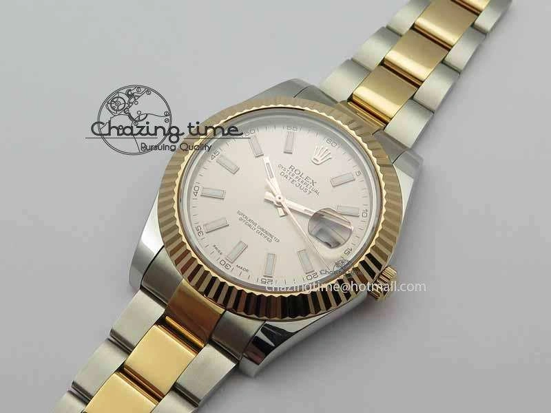 DateJust II 41mm SS RG BP Maker Best Edition Gray Sticks Dial On SS RG Bracelet SA Comfortable 3719