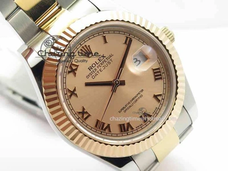 Popular DateJust II 41mm SS RG BP Maker Best Edition RG Roman Dial On SS RG Bracelet SA 3711
