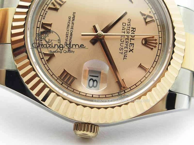 Popular DateJust II 41mm SS RG BP Maker Best Edition RG Roman Dial On SS RG Bracelet SA 3711