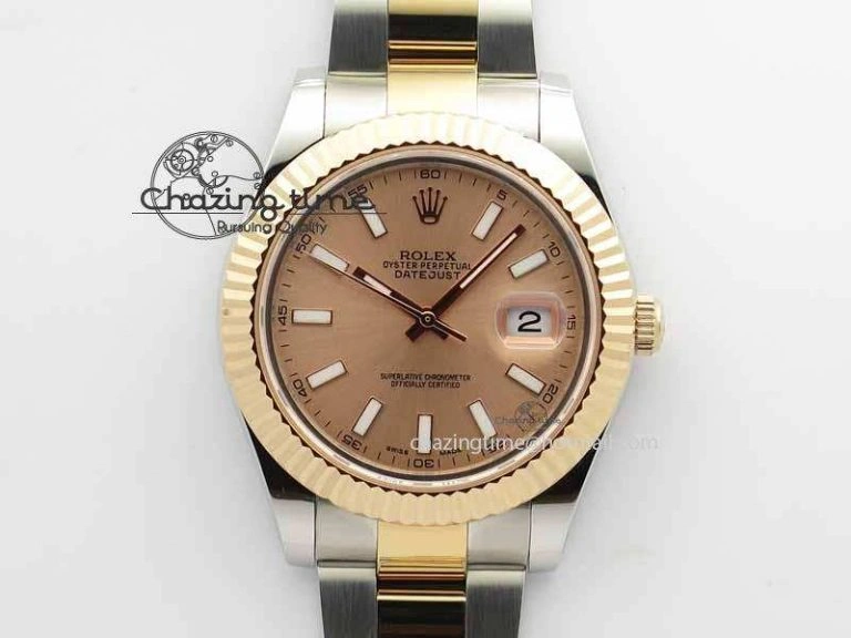 Chic DateJust II 41mm SS RG BP Maker Best Edition Rose Gold Sticks Dial On SS RG Bracelet SA 3717