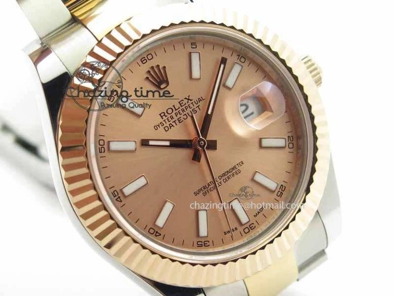 Chic DateJust II 41mm SS RG BP Maker Best Edition Rose Gold Sticks Dial On SS RG Bracelet SA 3717