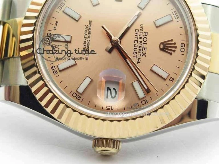 Chic DateJust II 41mm SS RG BP Maker Best Edition Rose Gold Sticks Dial On SS RG Bracelet SA 3717