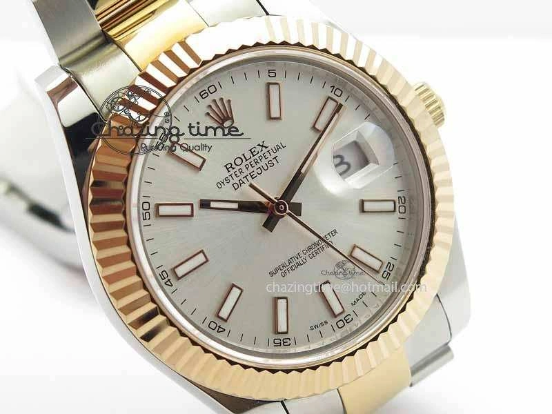 DateJust II 41mm SS RG BP Maker Best Edition Silver Sticks Dial On SS RG Bracelet SA Thermal 3716