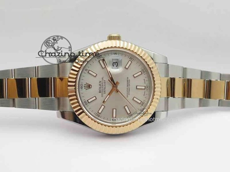 DateJust II 41mm SS RG BP Maker Best Edition Silver Sticks Dial On SS RG Bracelet SA Thermal 3716