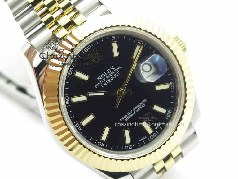 DateJust II 41mm SS YG BP Maker Best Edition Black Dial On Jubilee Bracelet A WrinkleFree 3670