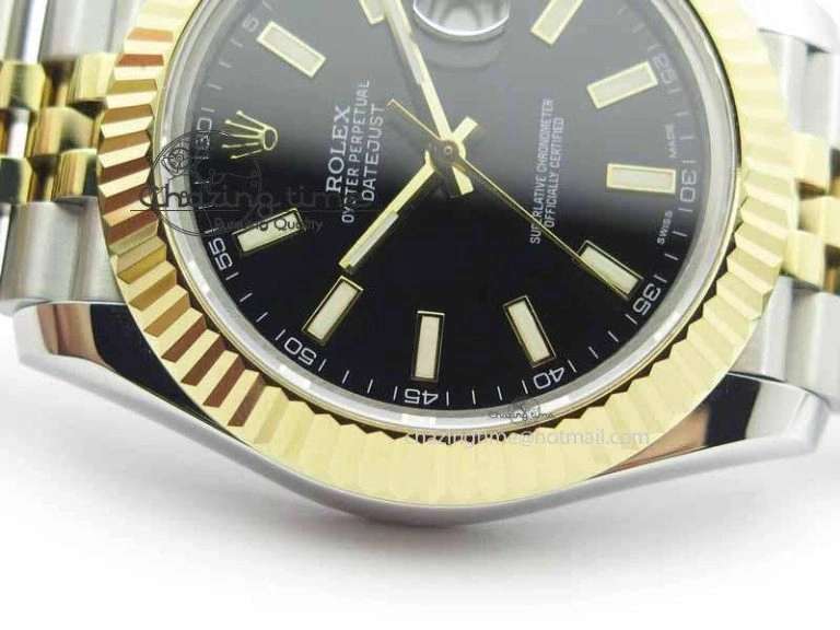 DateJust II 41mm SS YG BP Maker Best Edition Black Dial On Jubilee Bracelet A WrinkleFree 3670