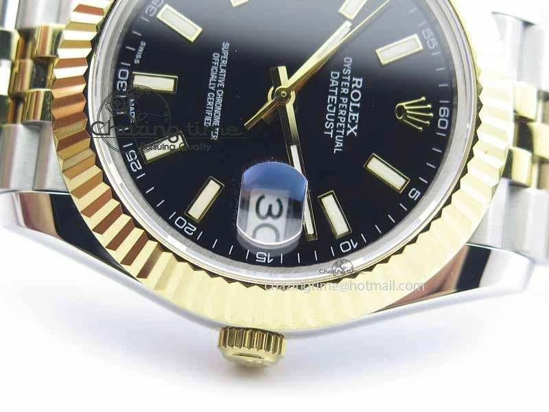 DateJust II 41mm SS YG BP Maker Best Edition Black Dial On Jubilee Bracelet A WrinkleFree 3670