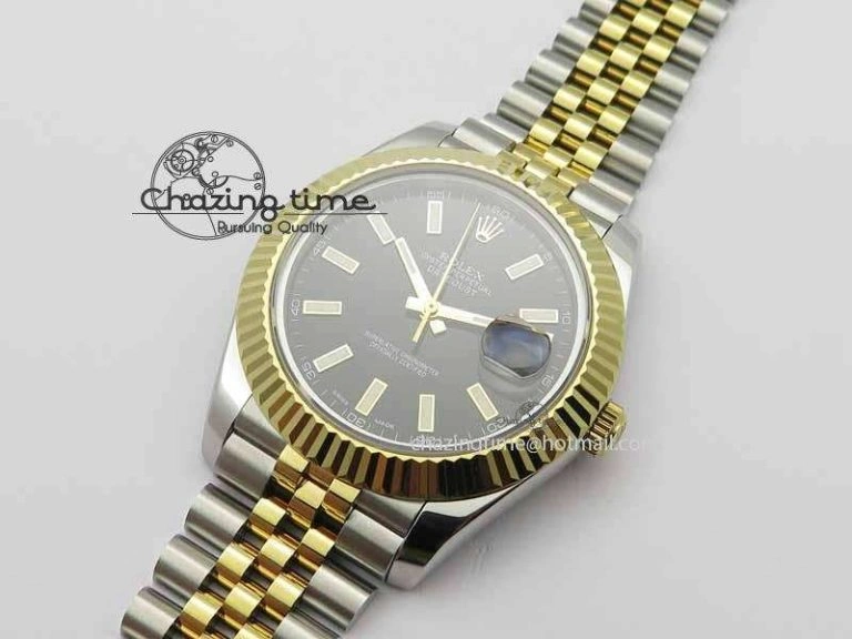 DateJust II 41mm SS YG BP Maker Best Edition Black Dial On Jubilee Bracelet A WrinkleFree 3670