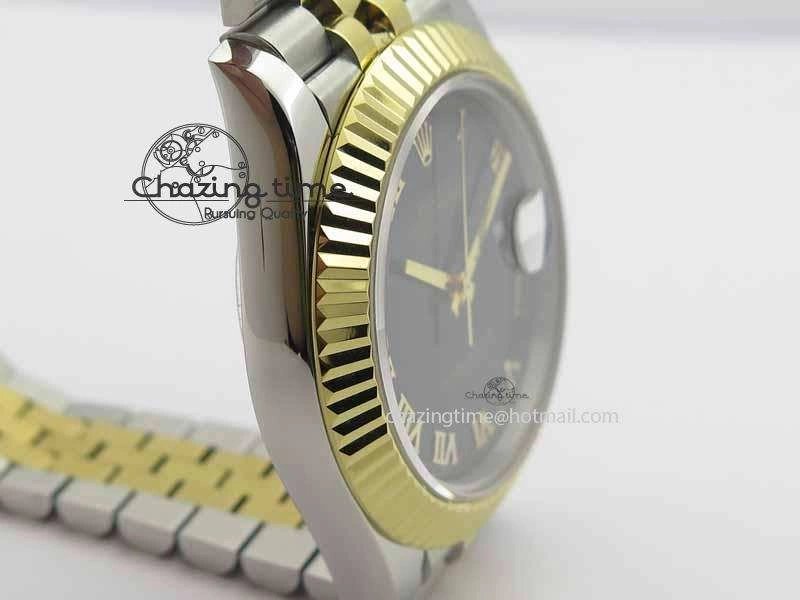 Compact DateJust II 41mm SS YG BP Maker Best Edition Black Roman Dial On Jubilee Bracelet A 3665