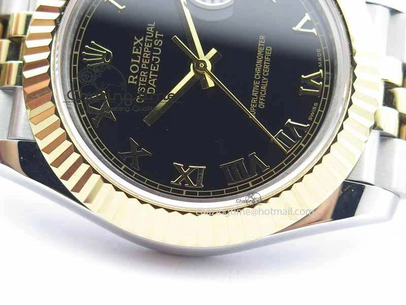 Compact DateJust II 41mm SS YG BP Maker Best Edition Black Roman Dial On Jubilee Bracelet A 3665