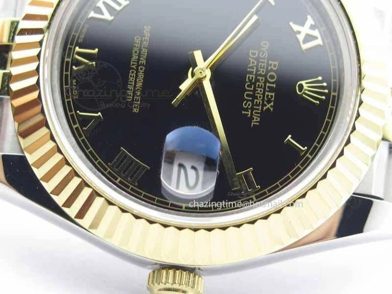 Compact DateJust II 41mm SS YG BP Maker Best Edition Black Roman Dial On Jubilee Bracelet A 3665
